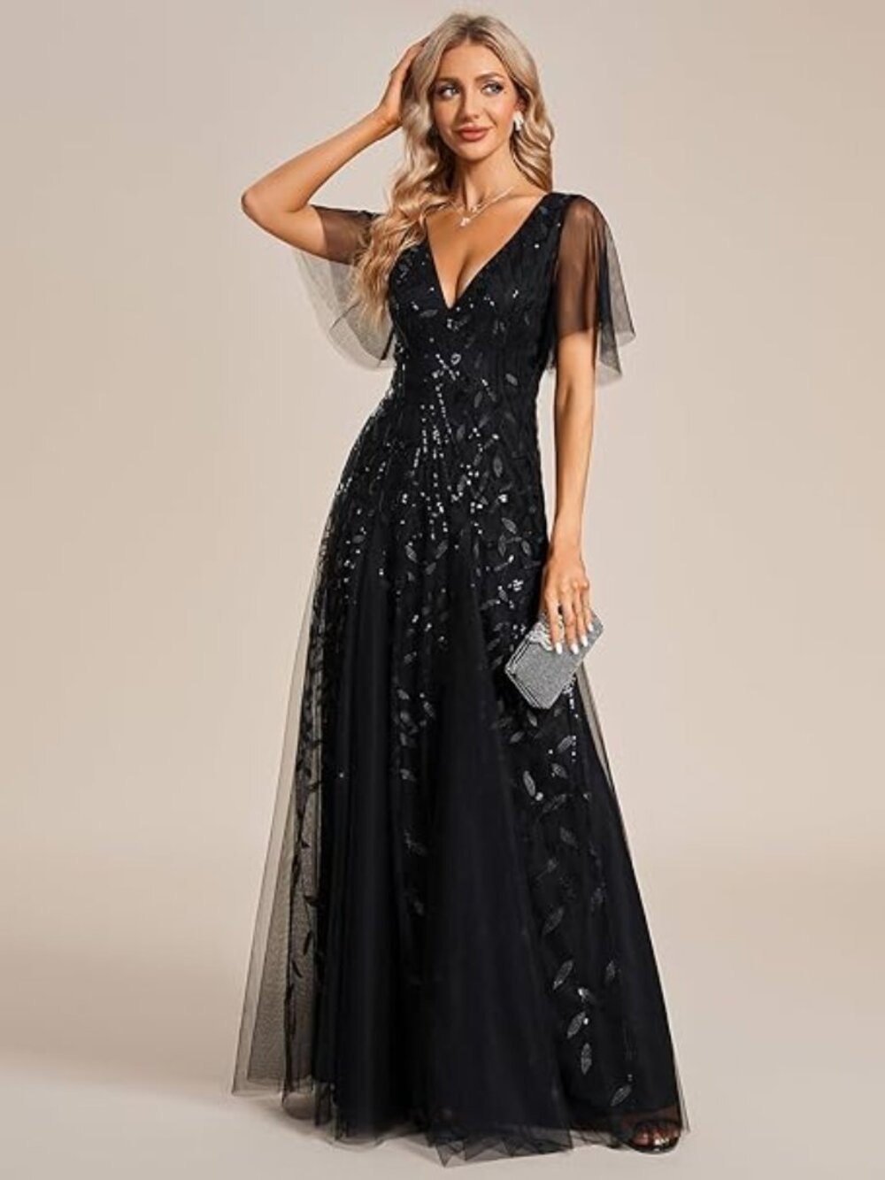 Ever-Pretty Women's Sequin Formal Evening Gown – black -  US10 – Worn Once!